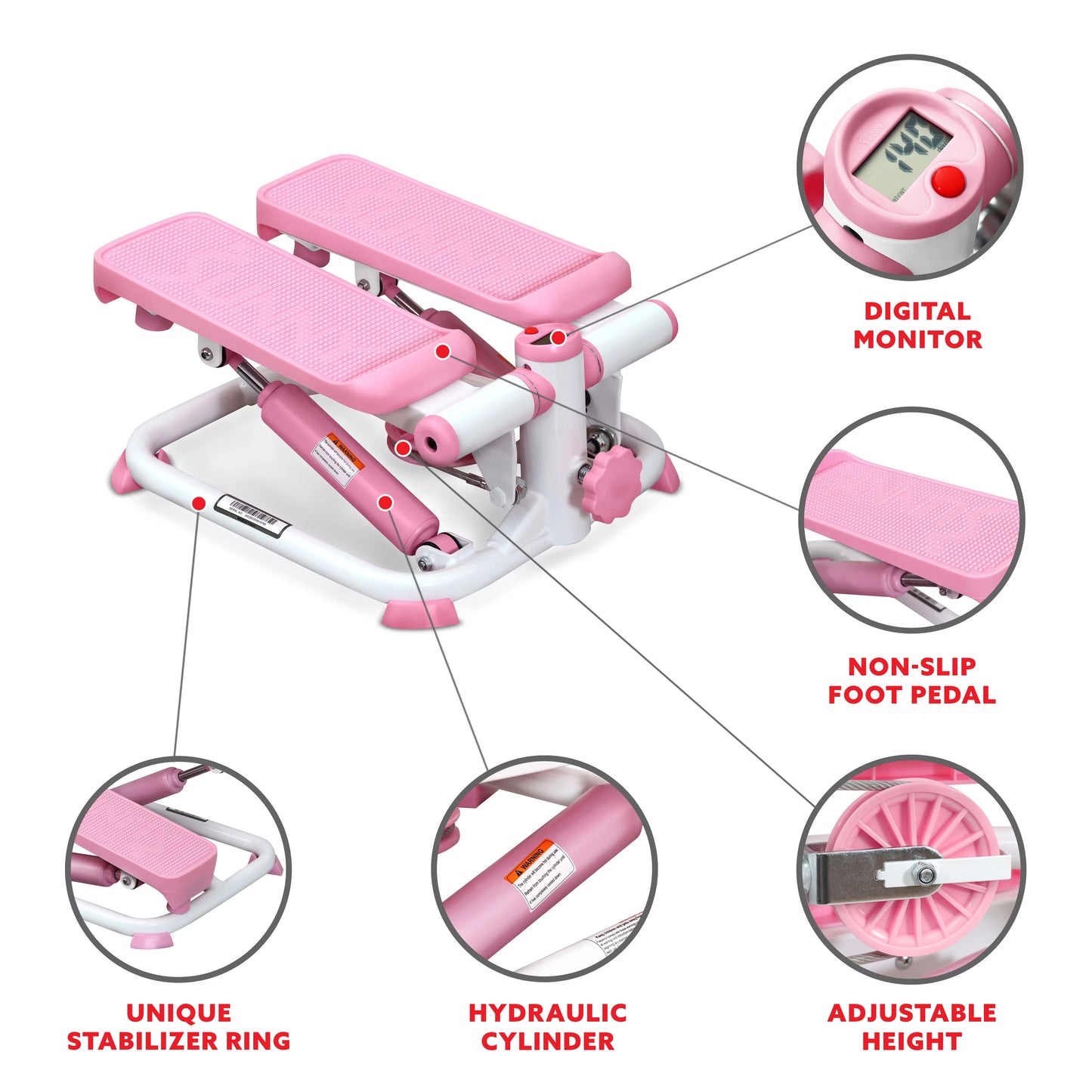 Sunny Health &#038; Fitness Total Body Pink Stepper Machine &#8211; P2000