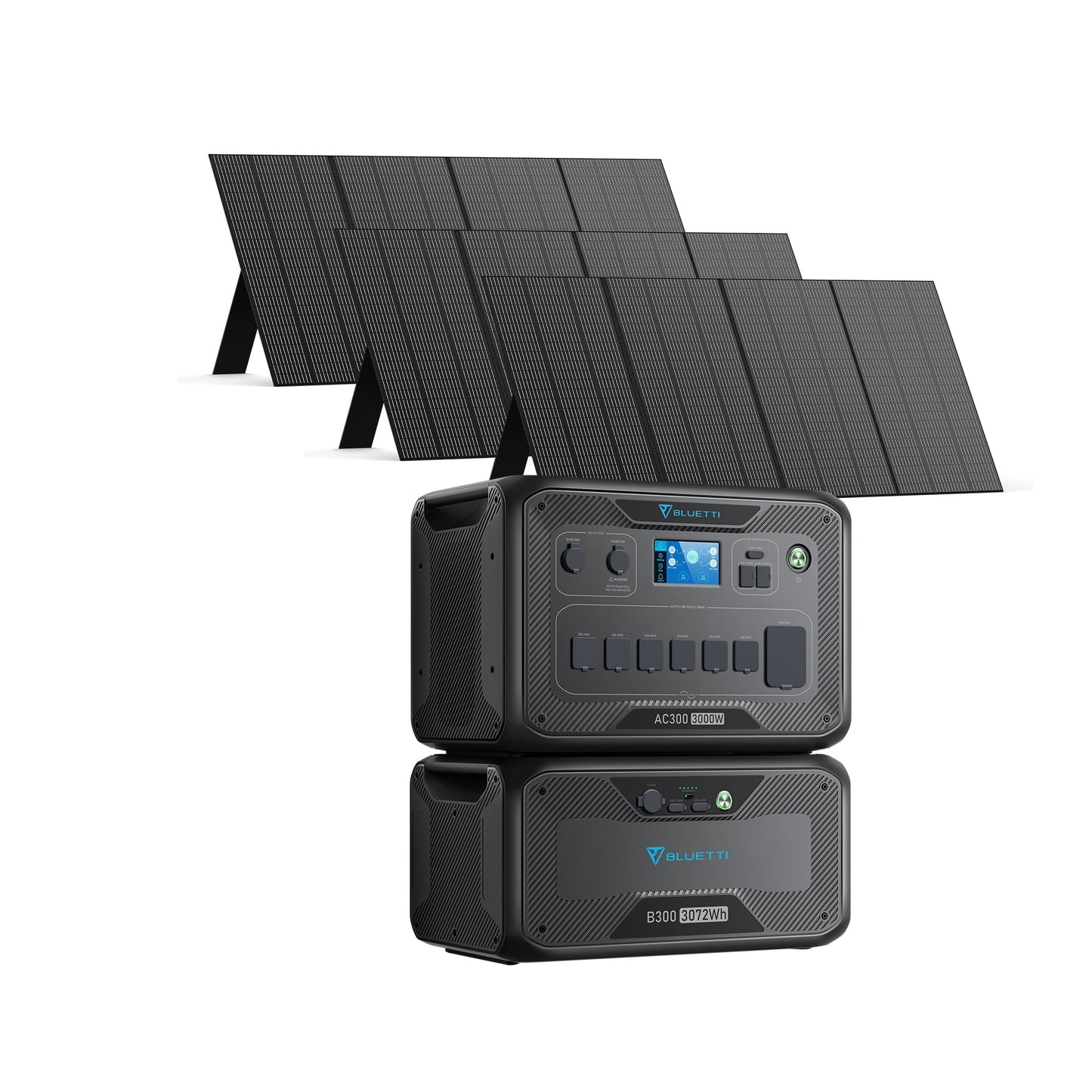 BLUETTI AC300&#038;B300 Solar Generator Modular Power System With 3 Pcs Solar Panels 350W .6 X 3000W AC Outlets, UPS Backup Battery for Home Use, New