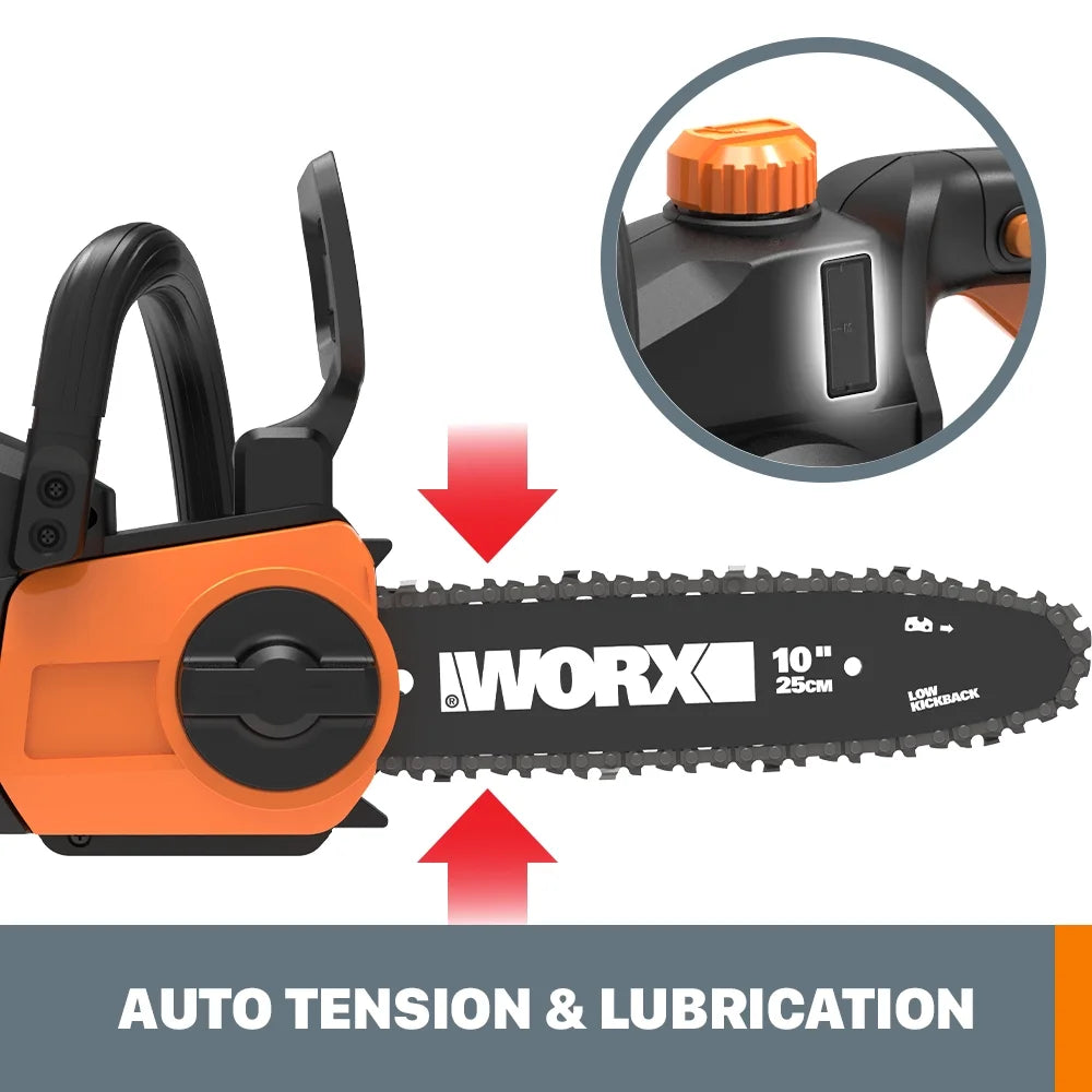 Worx WG322.9 20V Power Share 10&#8243; Cordless Chainsaw with Auto-Tension (Tool Only)