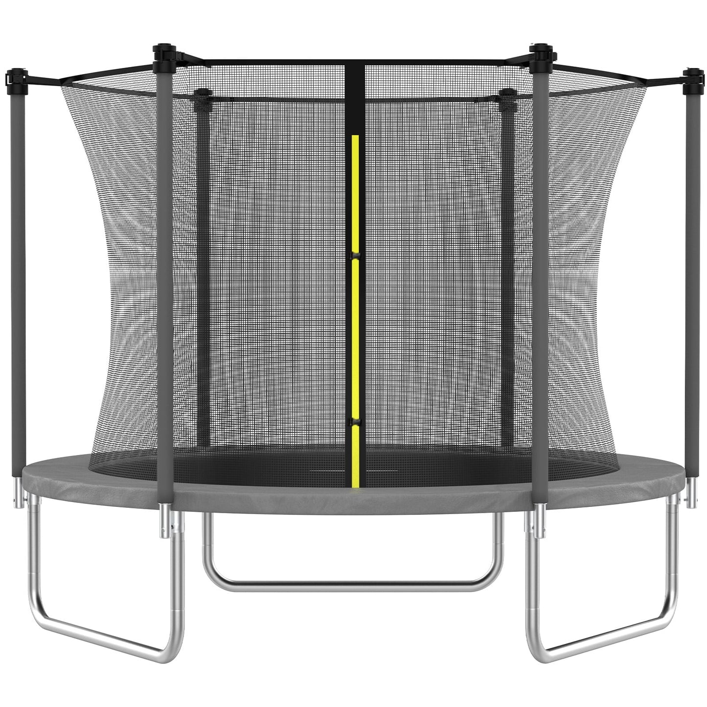 AOTOB 8 FT Trampoline for Kids, Trampoline with Enclosure Net, Recreational Outdoor Trampoline, ASTM Approved (Grey)