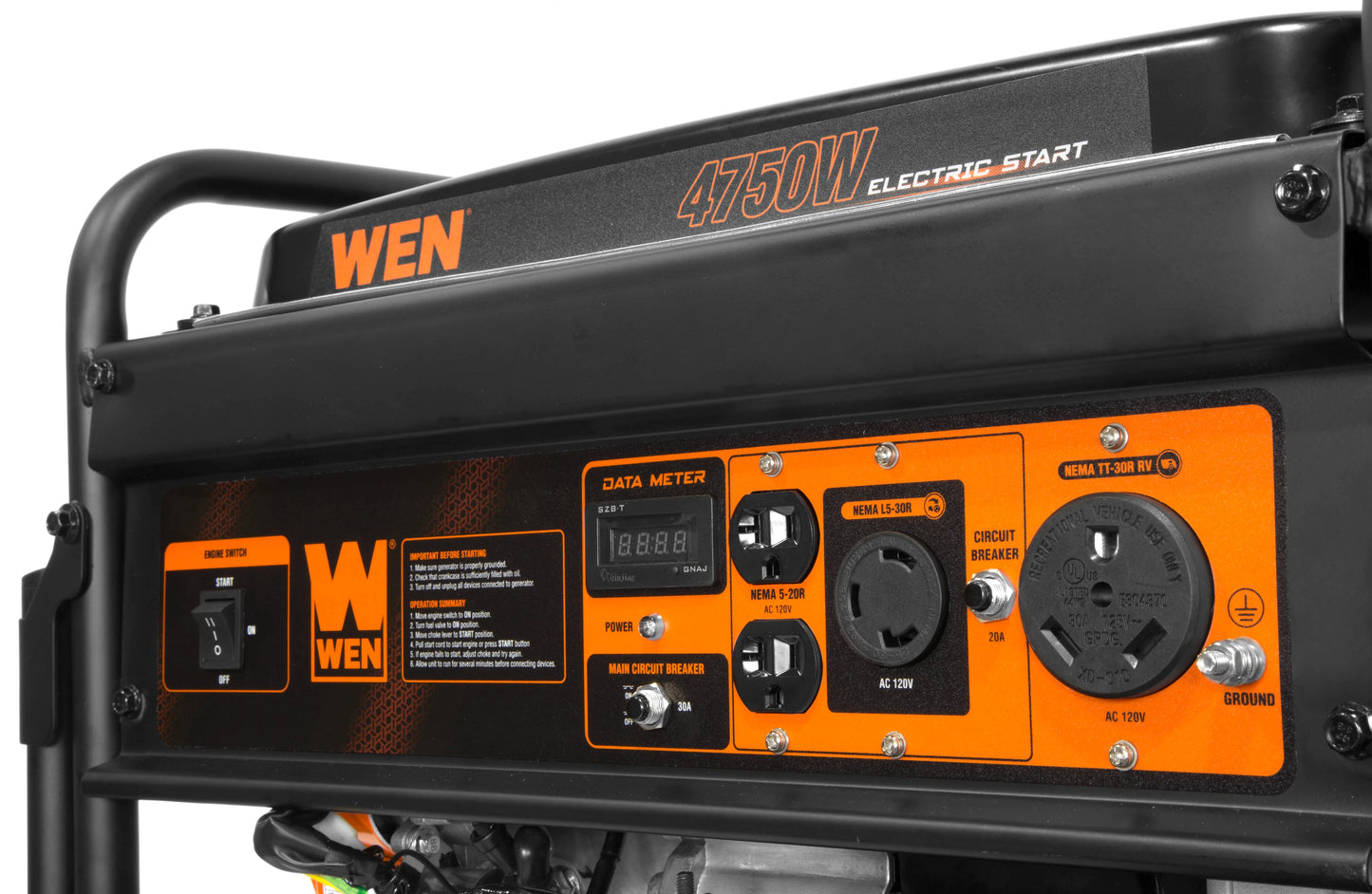 WEN 4750-Watt Portable Generator with Electric Start and Wheel Kit