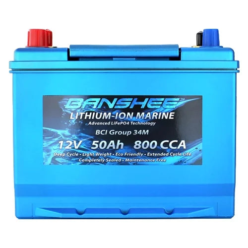 Deep Cycle Lithium-Ion RV Group 34 Dual Terminal Battery Replaces Optima 34M Blue Top 800CCA