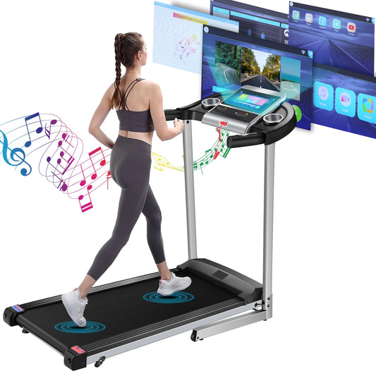 Tikmboex Electric Motorized Treadmill with 3 Incline Levels 3.25HP Brushless Motor WiFi Connection and APP Control for Home Office Walking Running