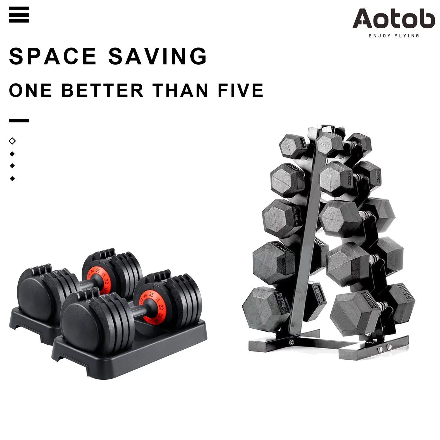 AOTOB 55 lbs (Pair) Adjustable Dumbbell Set, Dumbbells Adjustable Weight with Anti-Slip Fast Adjust Turning Handle, Dumbbell Sets Adjustable for Men and Women, Dumbbells Pair for Home Gym Exercise