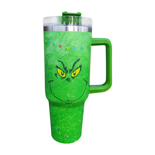 DJKDJL Dr Seuss Gr1-nch Stainless Steel Tumbler with Straw 40 OZ Green Christmas water mug Christmas/Birthday Gifts