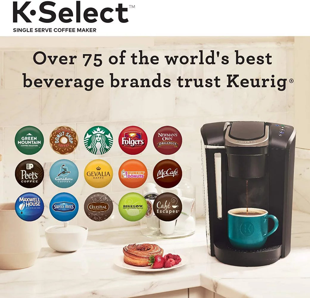 &#8220;Keurig K-Select Coffee Maker, Single Serve K-Cup Pod Coffee Brewer, With Strength Control and Hot Water On Demand, Matte Black&#8221;