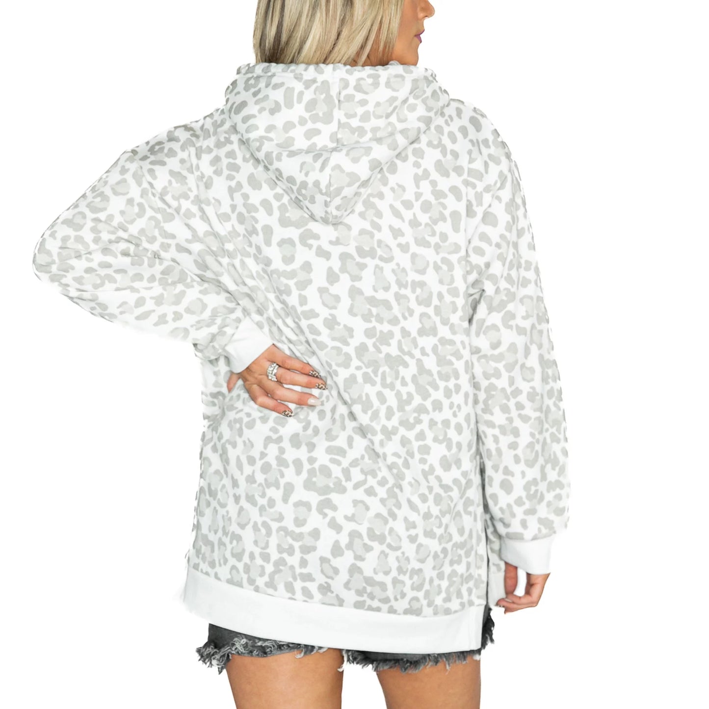 Womens&#8217; Gameday Couture  White Las Vegas Raiders Leopard Side Slit Pullover Hoodie