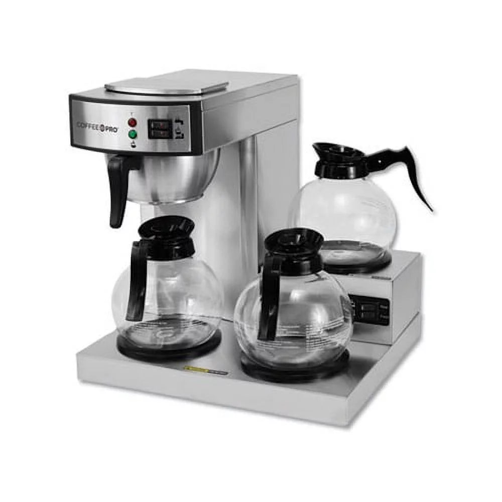 Coffee Pro Three-Burner Low Profile Institutional Coffee Maker Stainless Steel