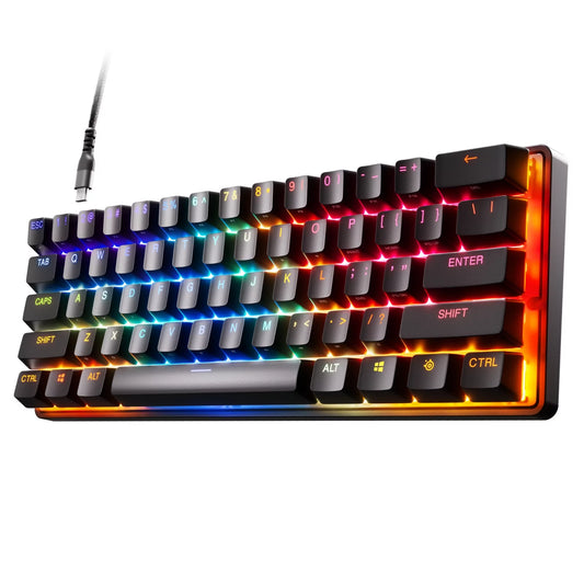 SteelSeries &#8211; Apex 9 Mini 60% Wired OptiPoint Adjustable Actuation Switch Gaming Keyboard with RGB Lighting &#8211; Black