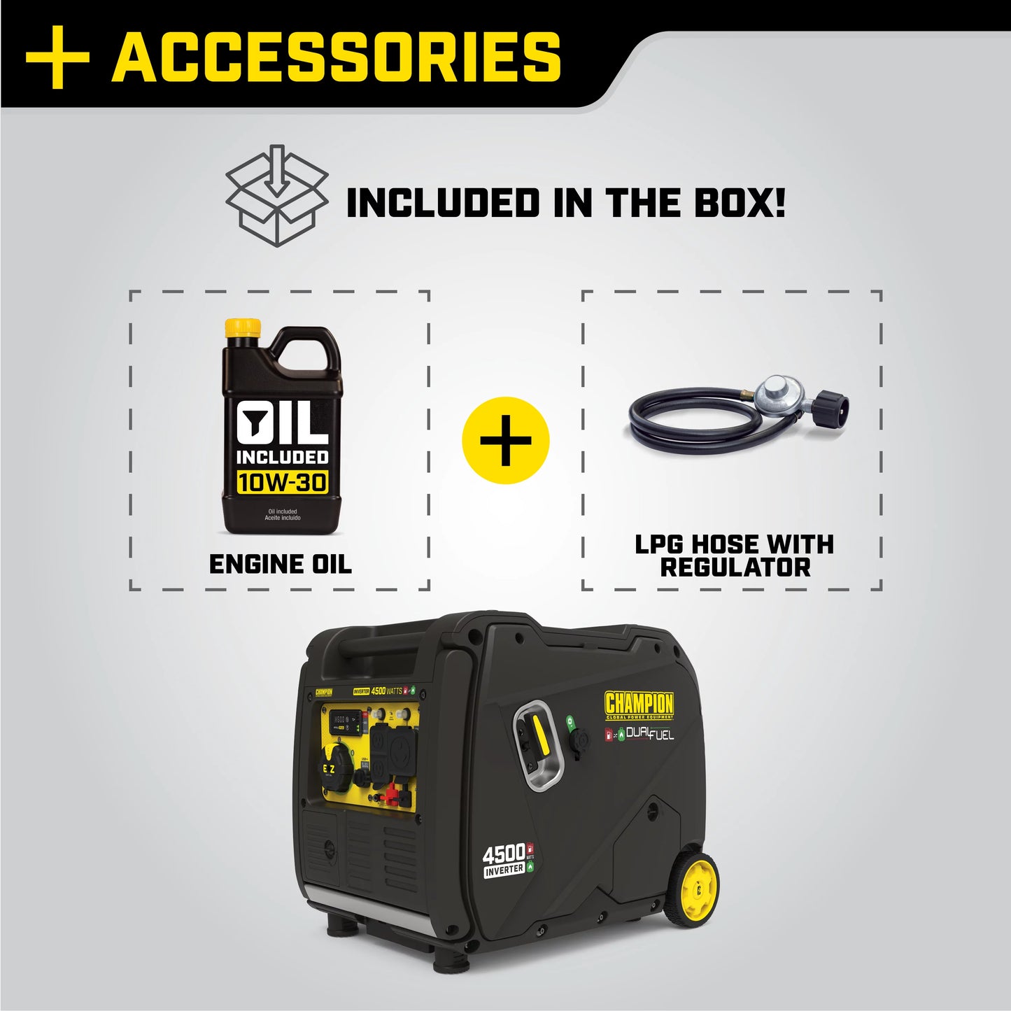 Champion 4500-Watt Portable Dual Fuel Inverter Generator with Quiet Technology, Electric Start