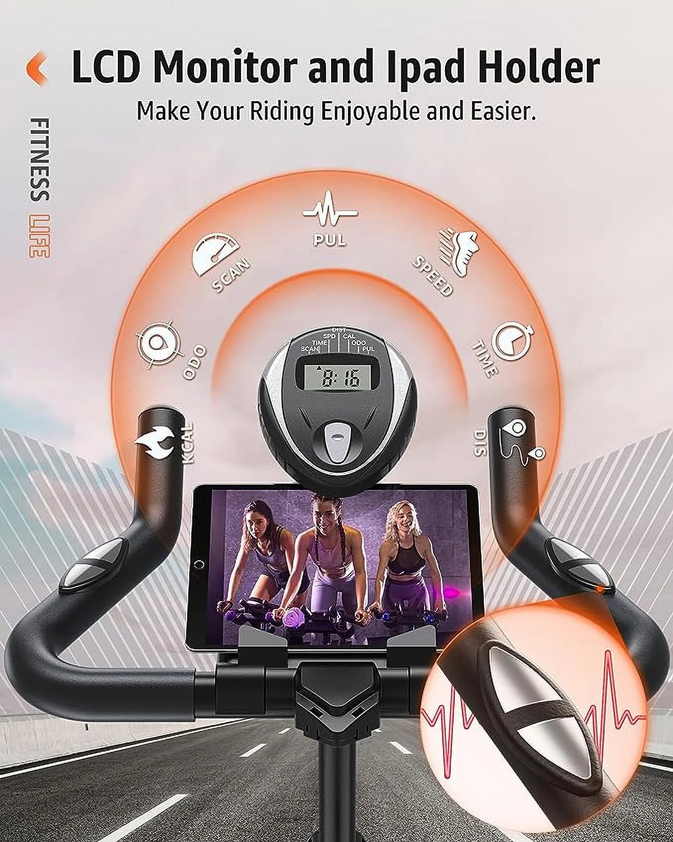 UPGO Indoor Cycling Bike Stationary Exercise Bike Cycle Bike with Ipad Mount &#038; Comfortable Seat Cushion