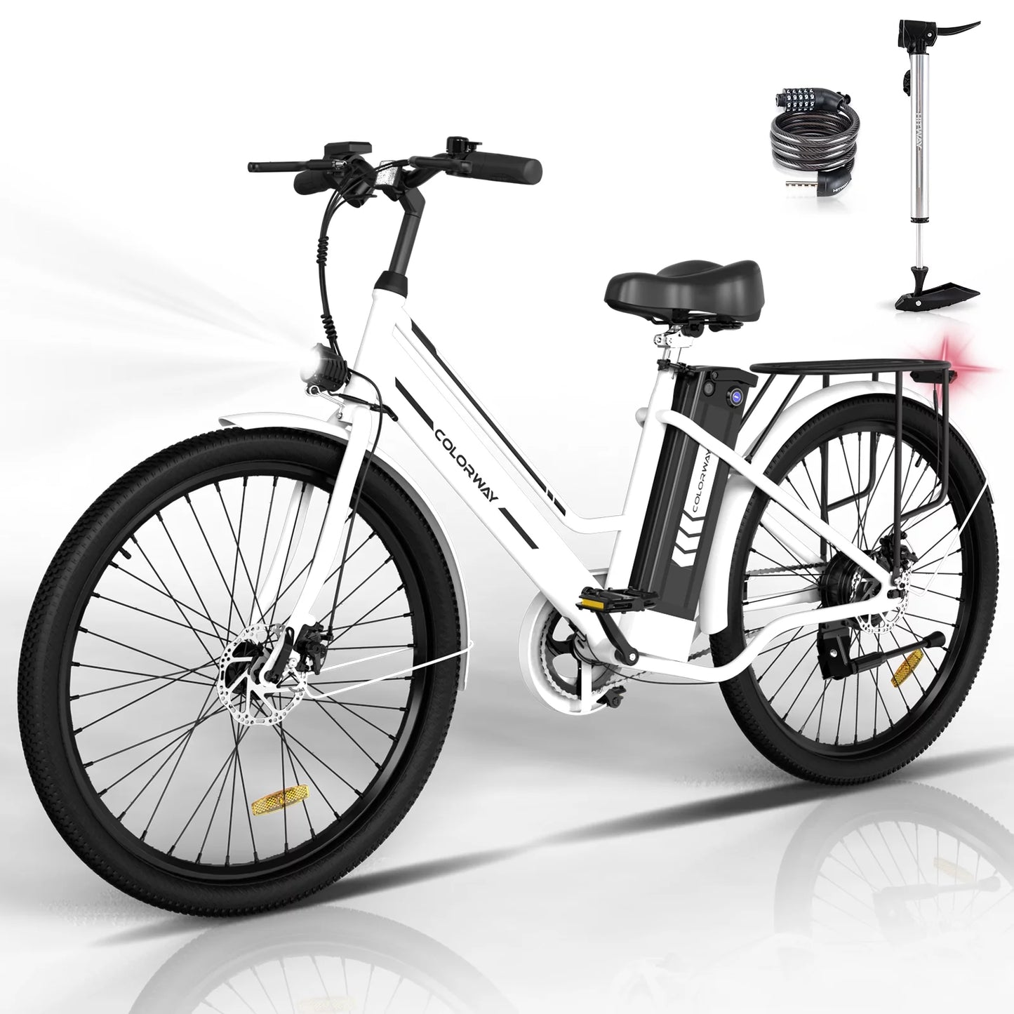 COLORWAY 26&#8243; Electric Bike for Woman, 500W Powerful Motor, 36V 12AH Removable Battery E Bike, , Max. Speed 19.9MPH Electric Bicycle