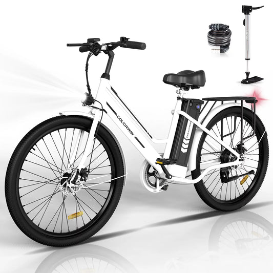 COLORWAY 26&#8243; Electric Bike for Woman, 500W Powerful Motor, 36V 12AH Removable Battery E Bike, , Max. Speed 19.9MPH Electric Bicycle