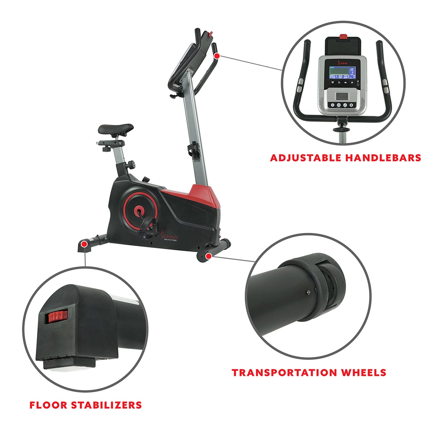 Sunny Health &#038; Fitness Evo-Fit Stationary Upright Bike with 24 Level Electro-Magnetic Resistance &#8211; SF-B2969