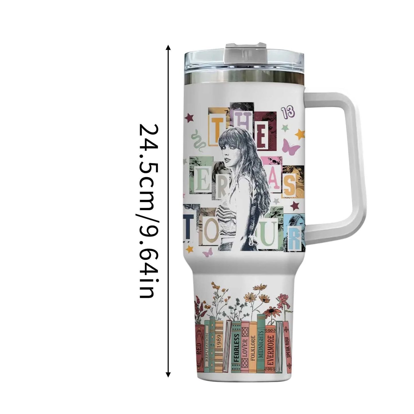 1989 Taylors Version Taylor Swift Merch: Taylor Swift Cup,Stainless Steel 40 oz Taylor Tumbler Cup,Tumbler 40 Oz,Merry Tumbler with Handle,40oz Tumbler Maintains Cold Heat and Ice for Hours