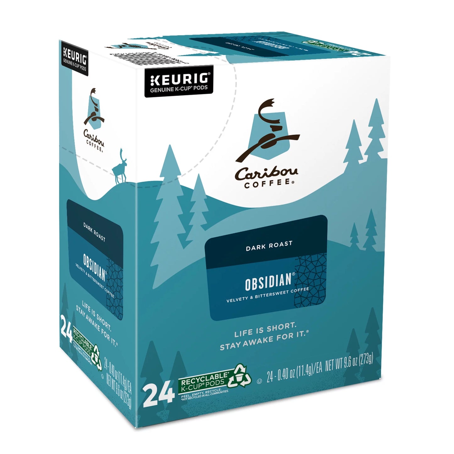 Caribou Coffee Obsidian Keurig Single-Serve K-Cup Pod,  Medium Roast Coffee, 24 Count