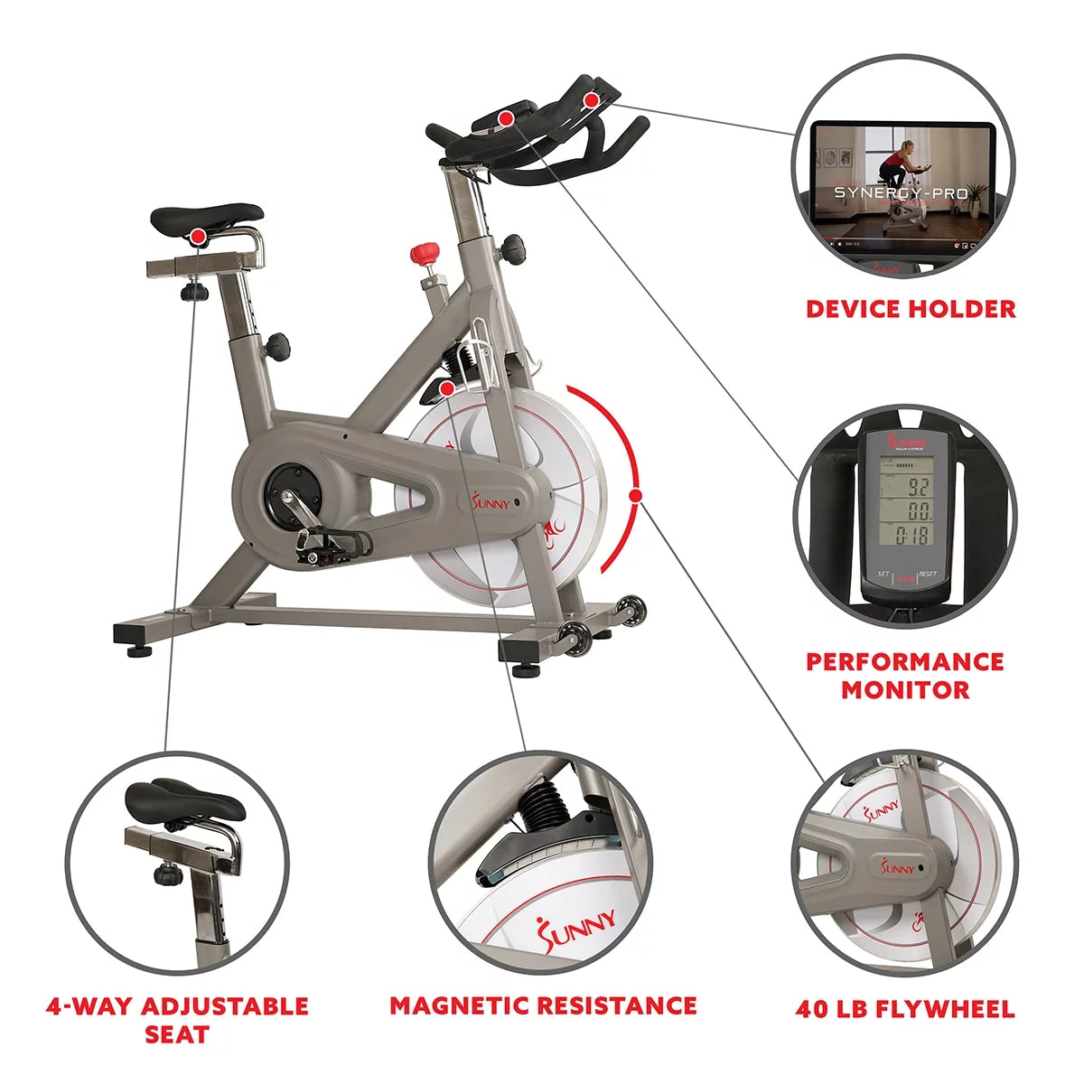 Sunny Health &#038; Fitness Synergy Magnetic Indoor Cycling Bike &#8211; SF-B1879