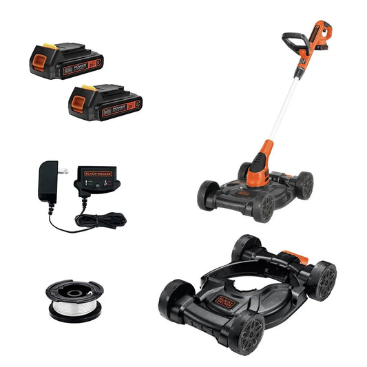 BLACK+DECKER 20V MAX Cordless 12&#8243; Lithium-Ion 3-in-1 Trimmer/Edger and Mower + 2 Batteries