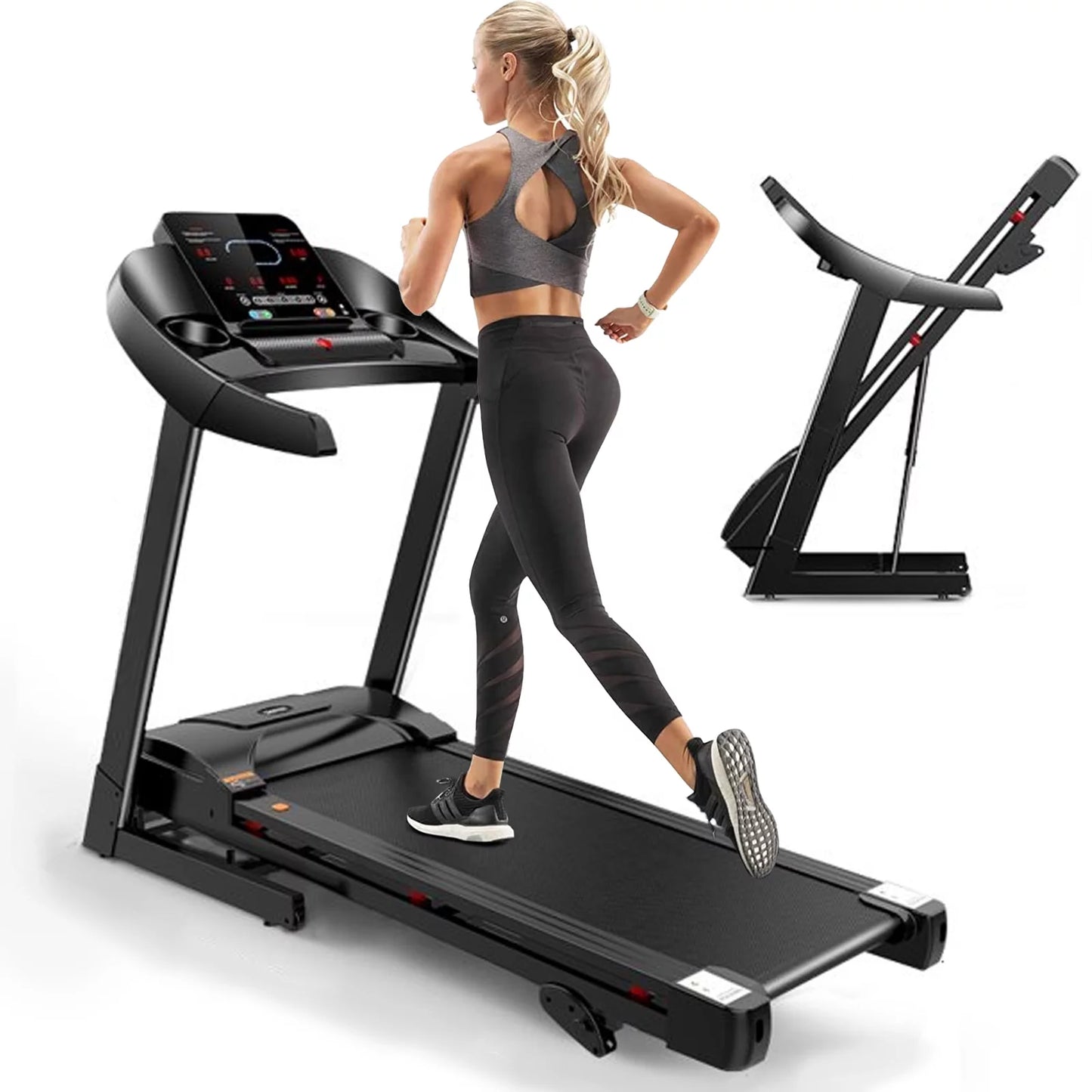 2.5HP Folding Electric Treadmill, 280 LBS Weight Capacity Walking Jogging Running Exercise Machine for Home Office