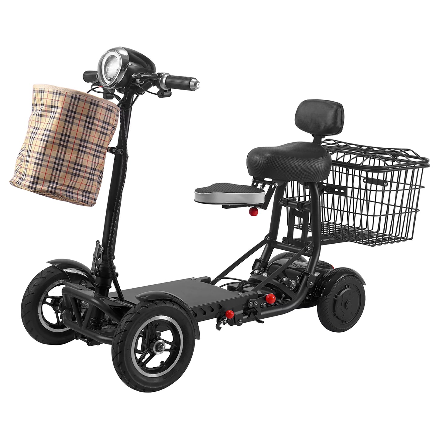 4 Wheels Motorized Electric Scooter with Extended Big Seat, Powerful Double Motors &#8211; Gold