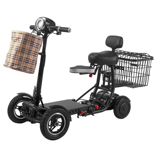 4 Wheels Motorized Electric Scooter with Extended Big Seat, Powerful Double Motors &#8211; Gold