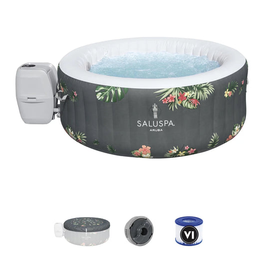 Bestway SaluSpa Aruba AirJet Inflatable Hot Tub w/ EnergySense Cover, Grey