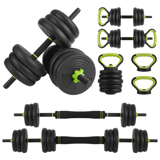 Adjustable Dumbbells Set 4 in 1 Set Barbell, Dumbbell, Kettlebell and Push-ups, Non-slip Handles, Free Weights, For Home Gym Fitness Exercises