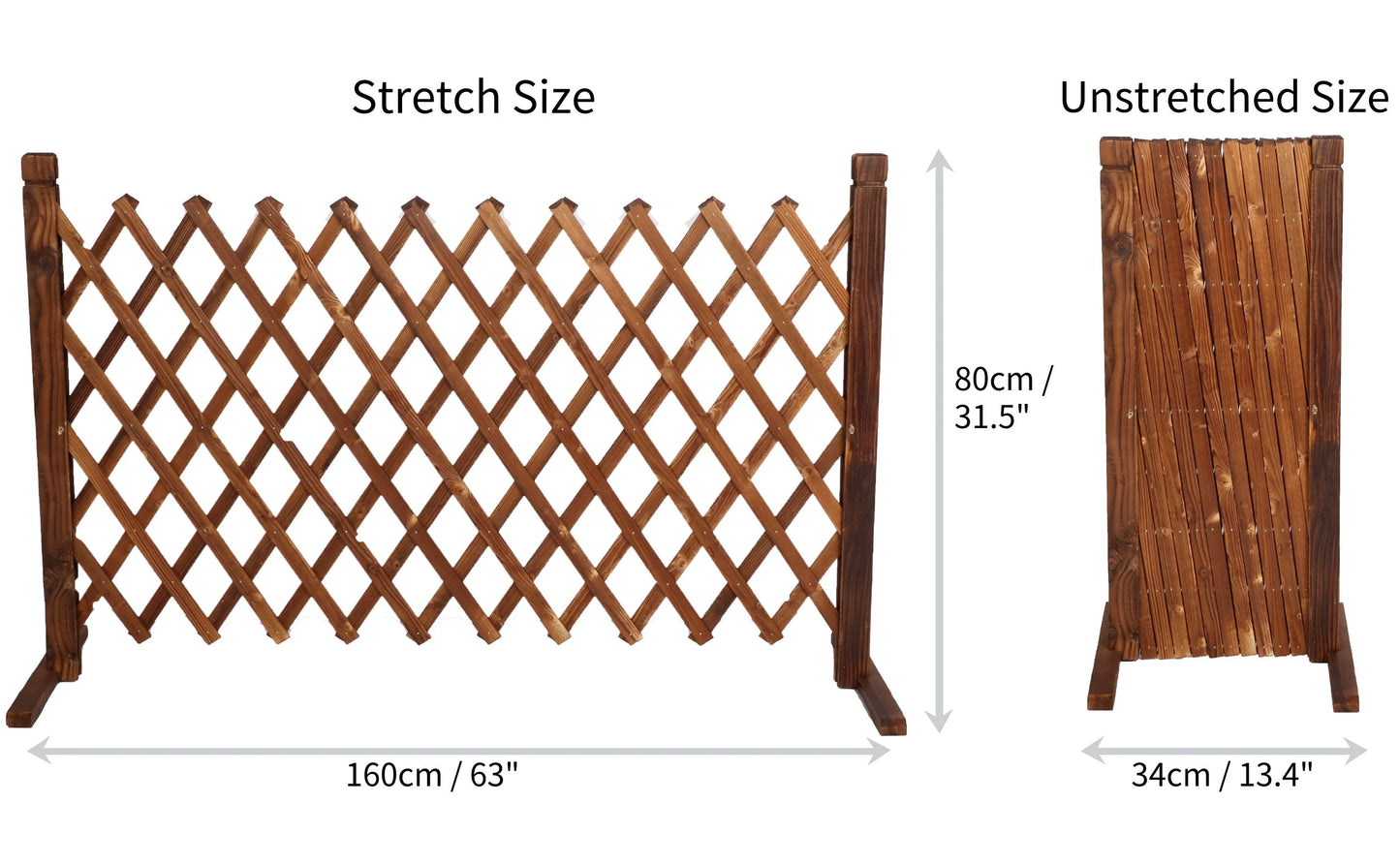 Uyoyous 2 Pack 27.5&#8243; x 63&#8243; Extendable Instant Wood Fence, Pet Gate Retractable Fences Barrier Section Partition for Home Garden Indoor Outdoor Yard, Dog Gate