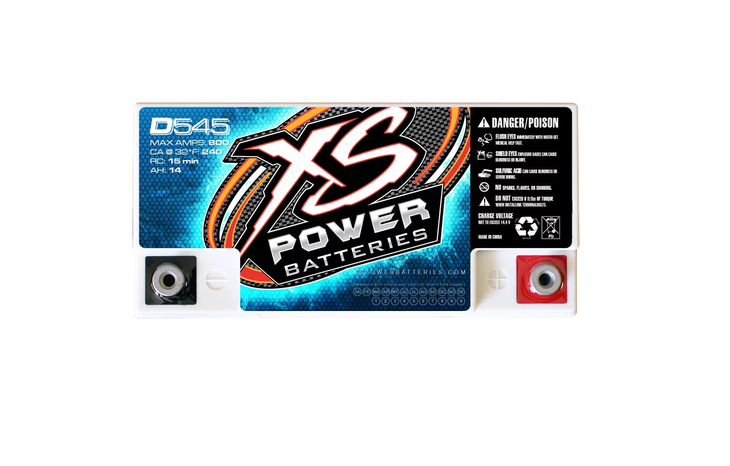 XS Power D545 800 Amp AGM Power Cell Car Audio Battery + Terminal Hardware