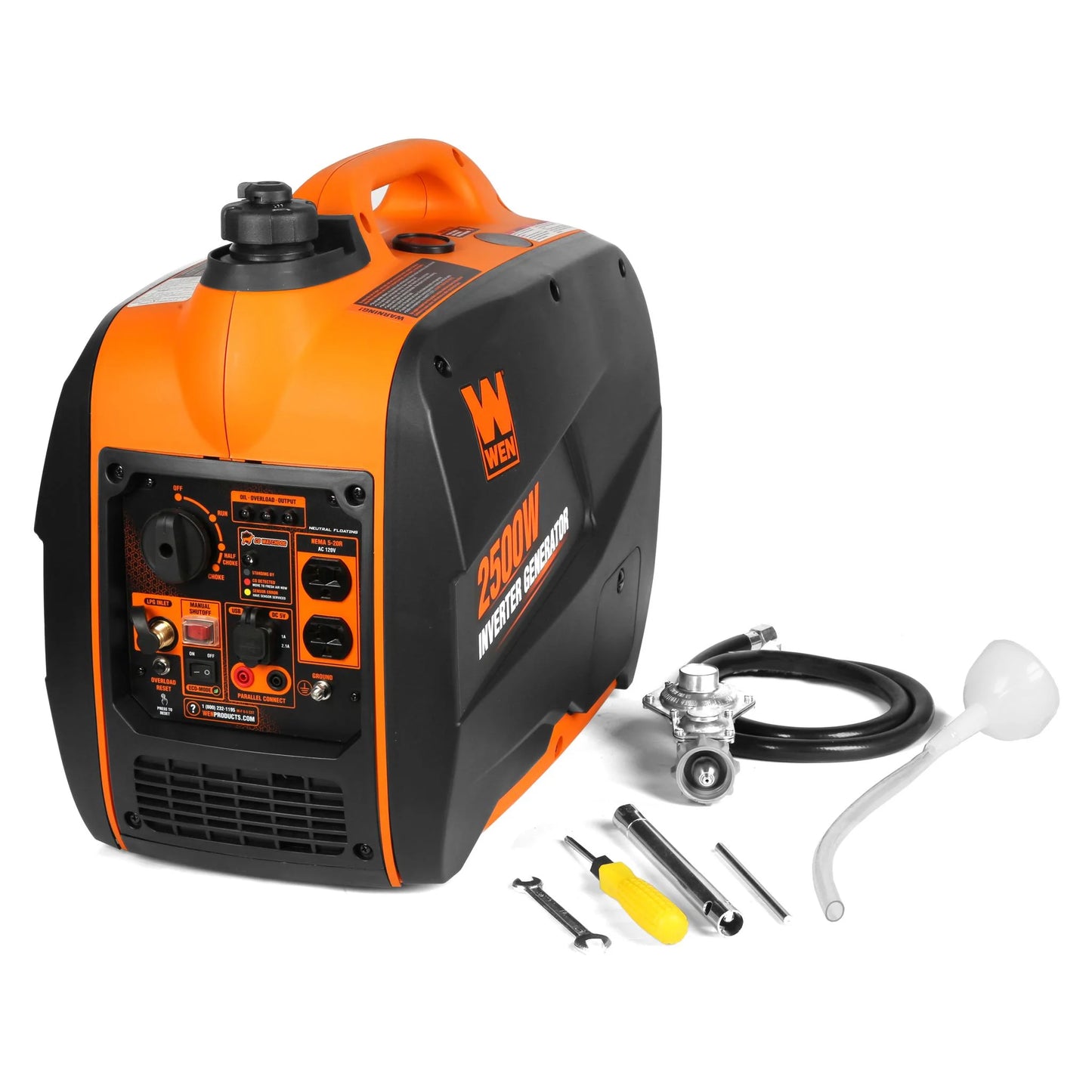 WEN Super Quiet 2500-Watt Portable Dual Fuel Inverter Generator with Fuel Shut-Off and CO Sensor