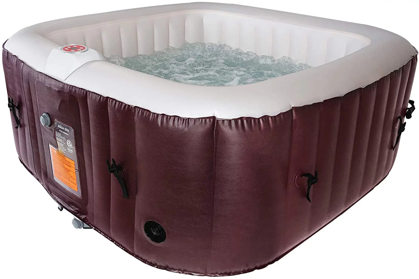 Wejoy Portable Hot Tub Air Jet Spa 2-3 Person Inflatable Outdoor Heated to max of 104?H(40??),61X61X26 inch,600 L / 158 Gal,Grey