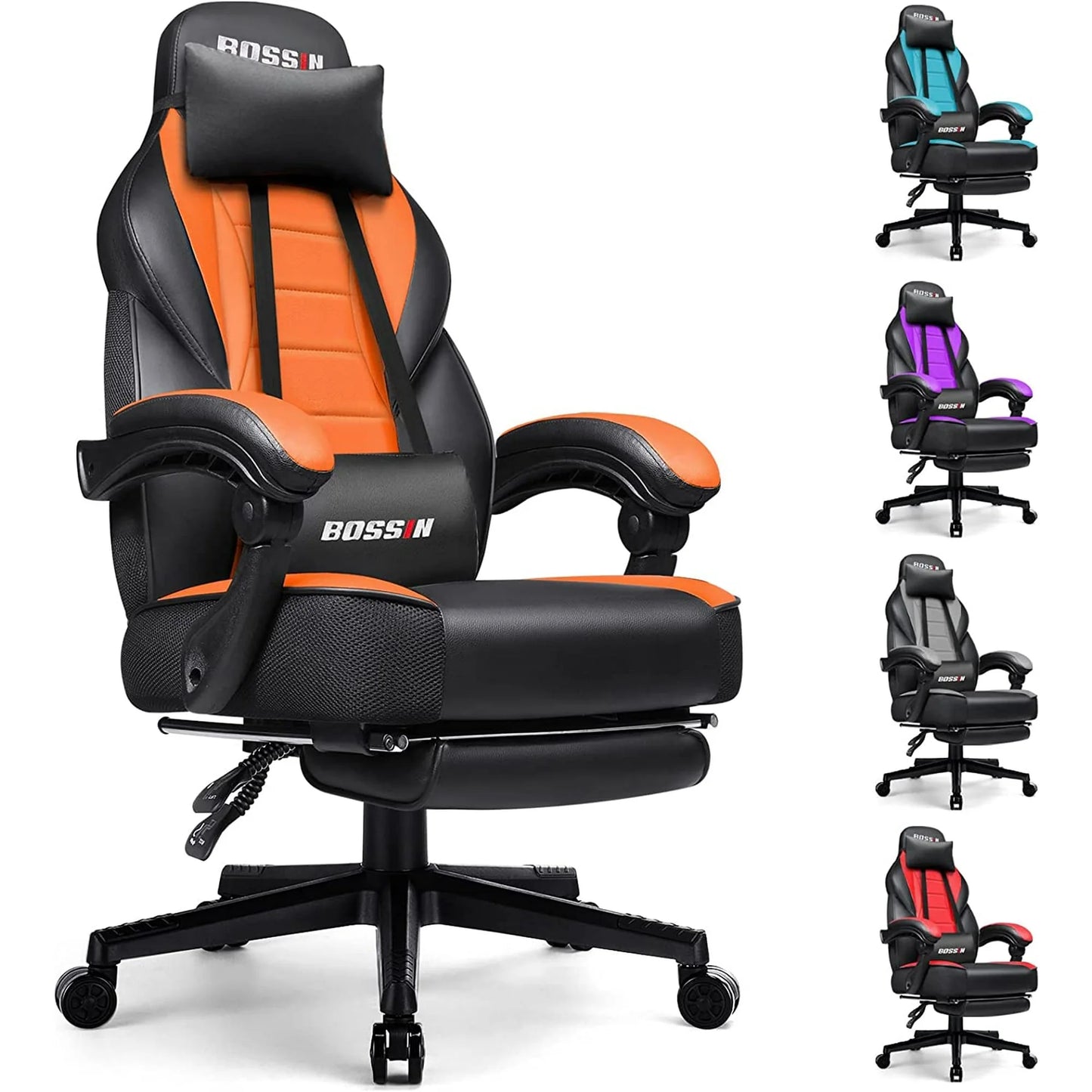 Waleaf Gaming Chair with Footrest, Ergonomic Gamer Gear Gaming Chair for Adult with Lumbar Massage