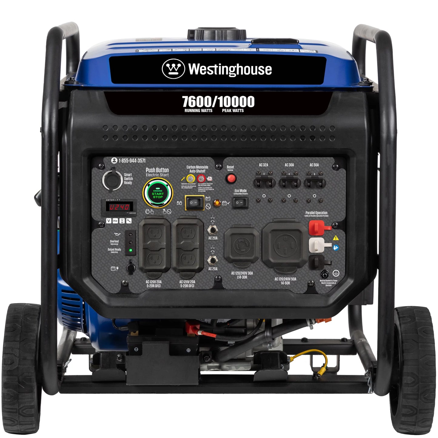 Westinghouse 10,000 Peak Watt Portable Inverter Generator, Gas Powered, Remote Start with CO Sensor