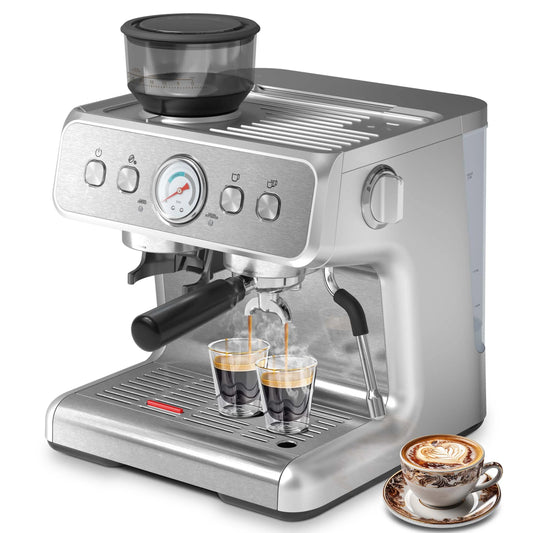 Auseo Semi-Automatic CoffeeMaker with 2.8L Water Tank , 1&#038;2 Cups, Espresso/Cappuccino/Latte/Mocha for  Company/Cafe/Home