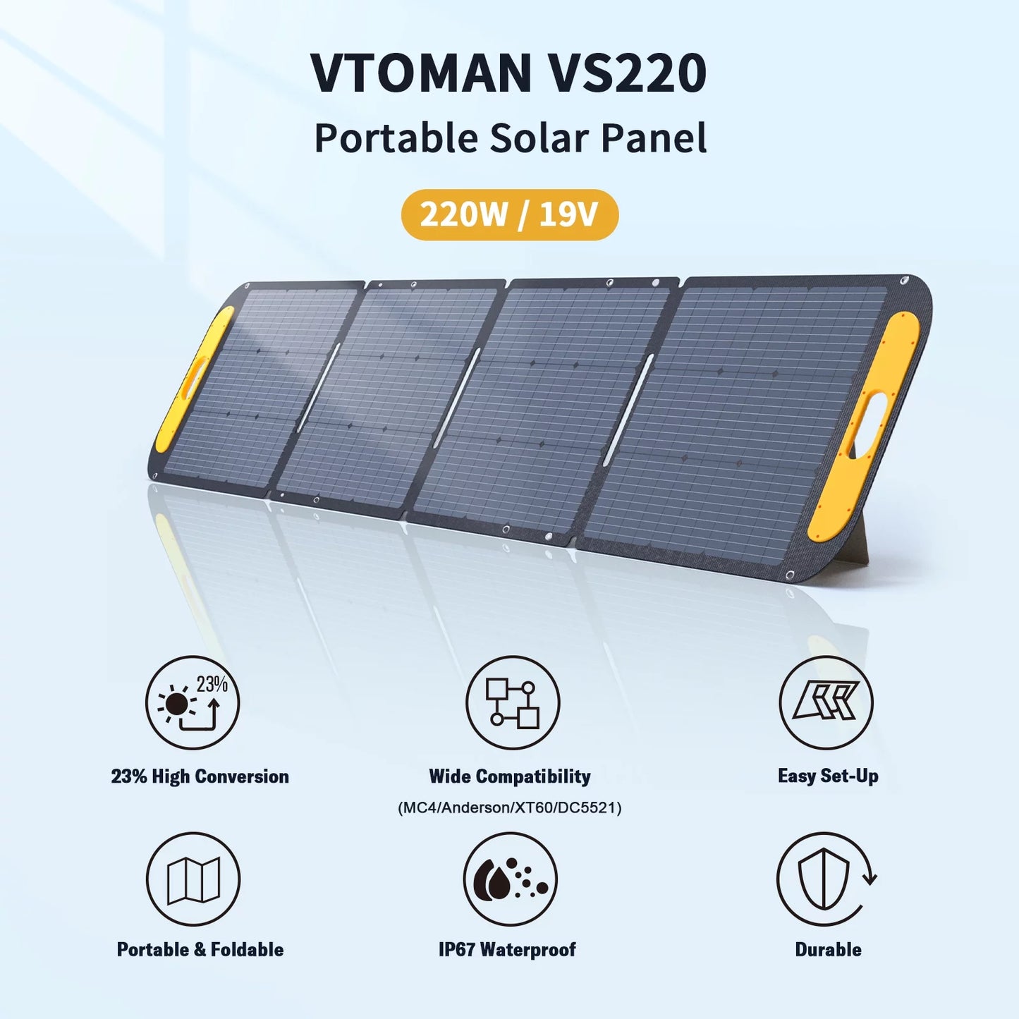 VTOMAN Jump 1000 Portable Power Station 1000W with 220W Solar Panels, 1408Wh LiFePO4 Battery with 110V/1000W AC Outlets,Portable Generator for Camping &#038; Home Backup