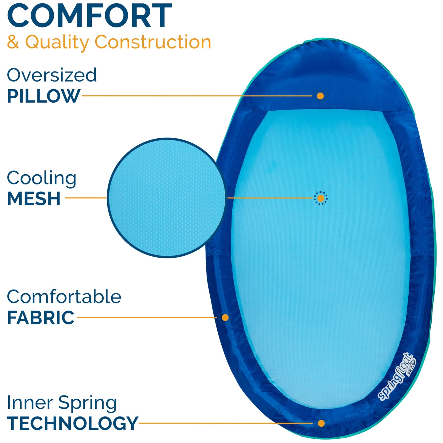 SwimWays Spring Float Original Inflatable Pool Lounge Chair with Headrest, Pool Float for Adults