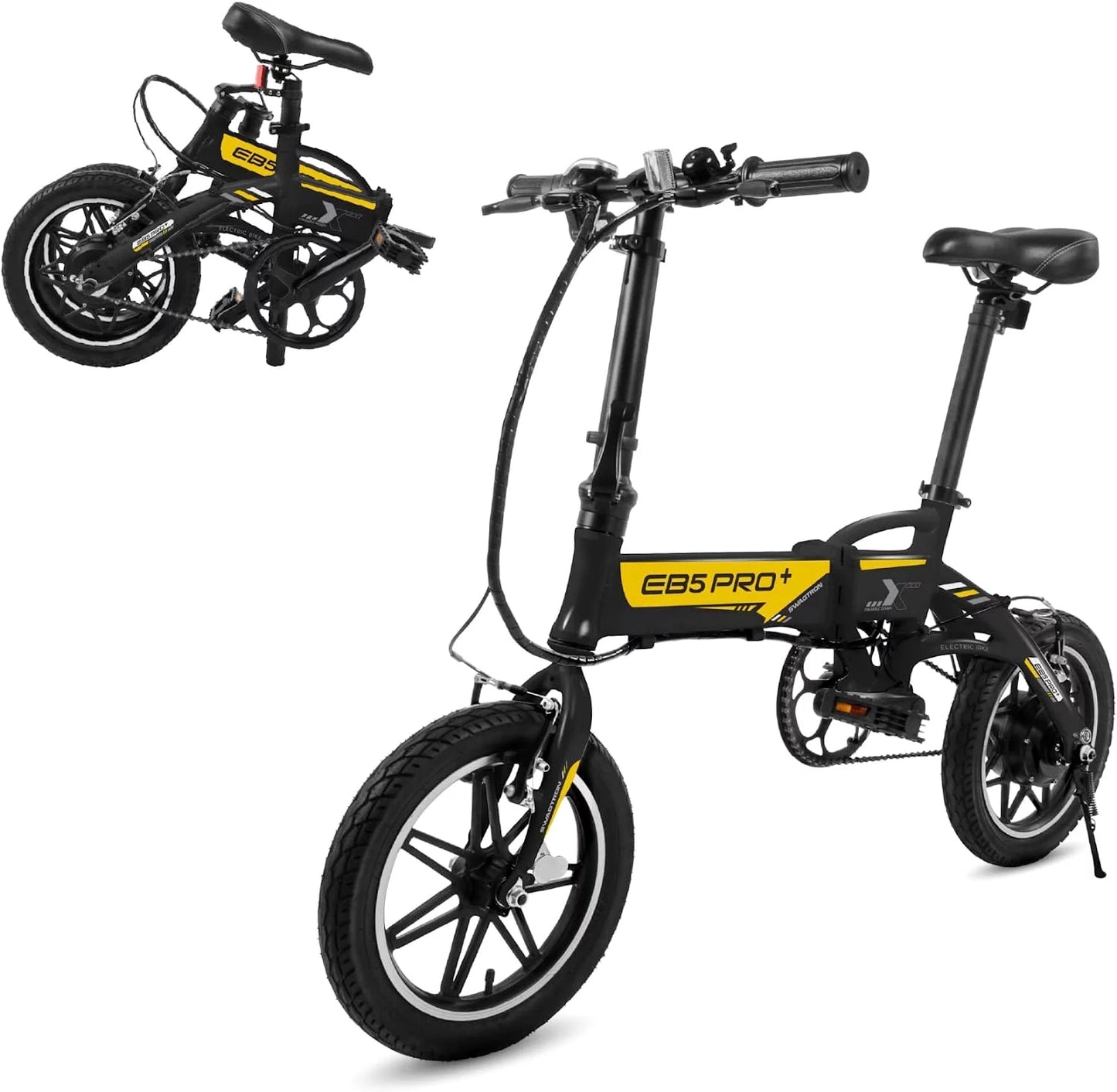 Swagtron Swagcycle EB5 Pro Plus Lightweight Aluminum Folding Electric Bike with Pedals