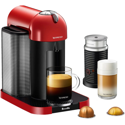 Breville Nespresso Vertuo Coffee &#038; Espresso Single-Serve Machine in Chrome and Aeroccino Milk Frother in Black