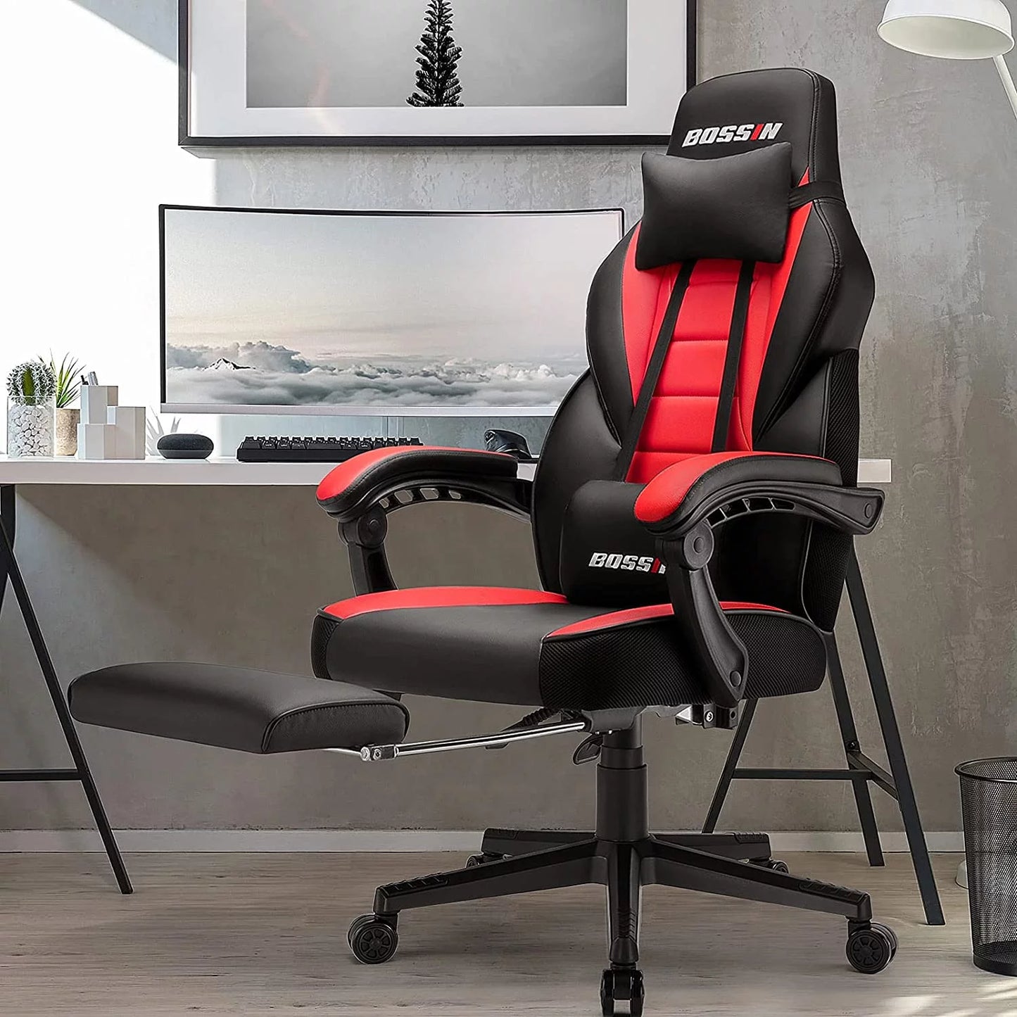 Waleaf Gaming Chair, Ergonomic Heavy Duty Design, Gamer Chair with Footrest and Lumbar Support, Large Cushion High Back Office Chair, Big and Tall Computer Chair