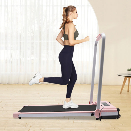 500W 2HP Folding Treadmill Compact with Remote Control 220lbs Capacity ,0.8-10km/h/0.5-6mph Floor-Standing for Jogging, Brisk Walking