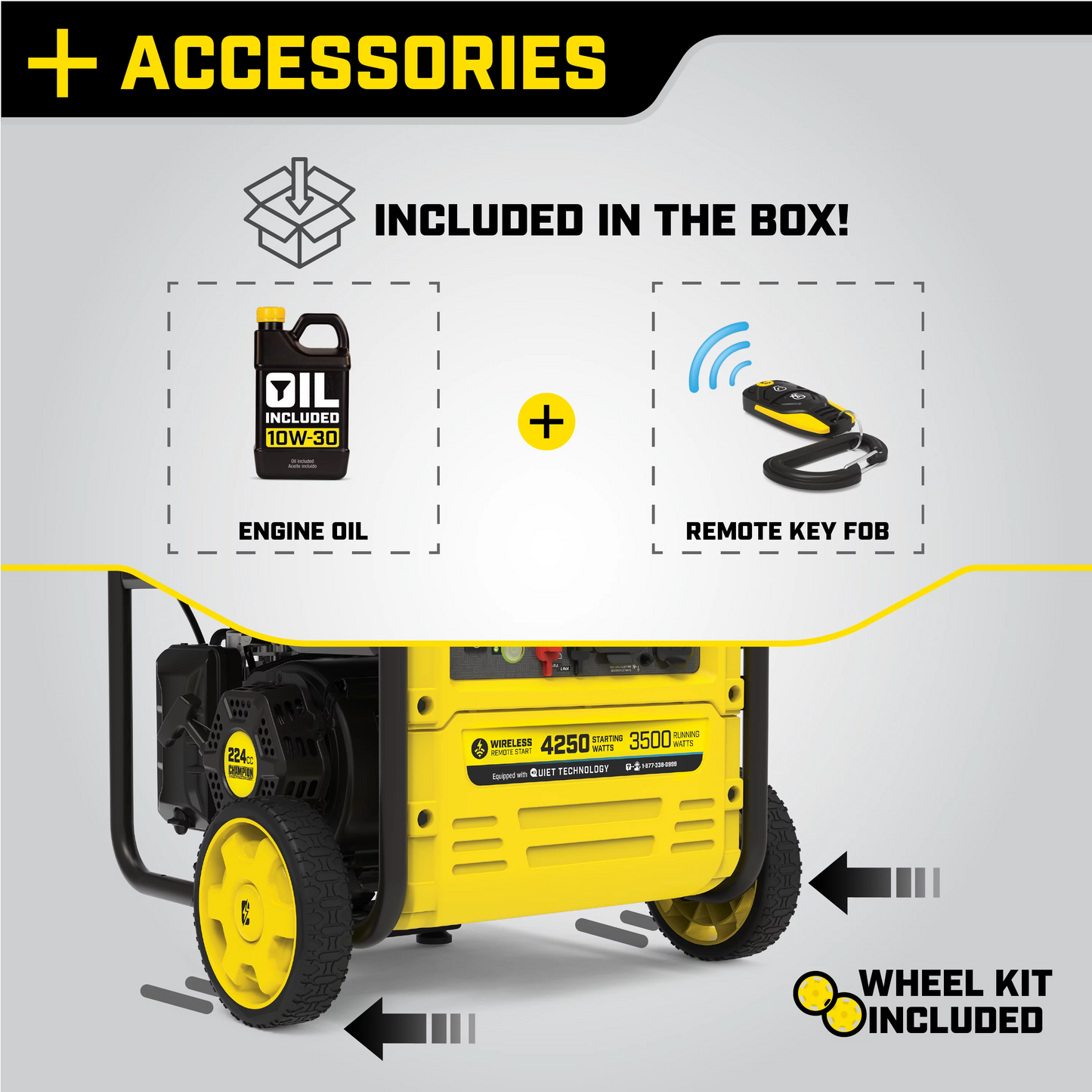 Champion Power Equipment 4250-Watt Wireless Remote Start Open Frame Gasoline Inverter Generator