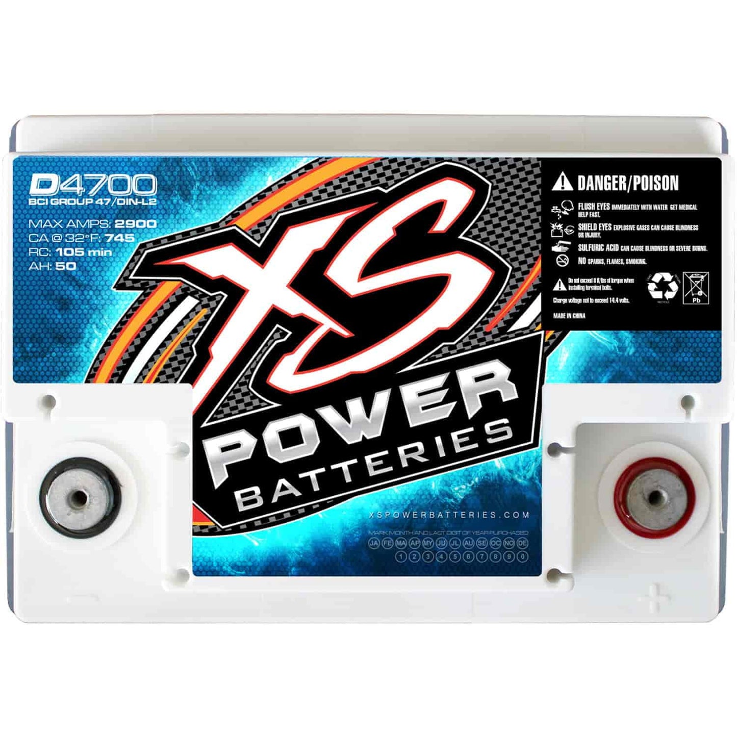 XS Power 12V 3000 Watt 62 AH AGM Car Audio Battery 2900 Amps BCI Group 47