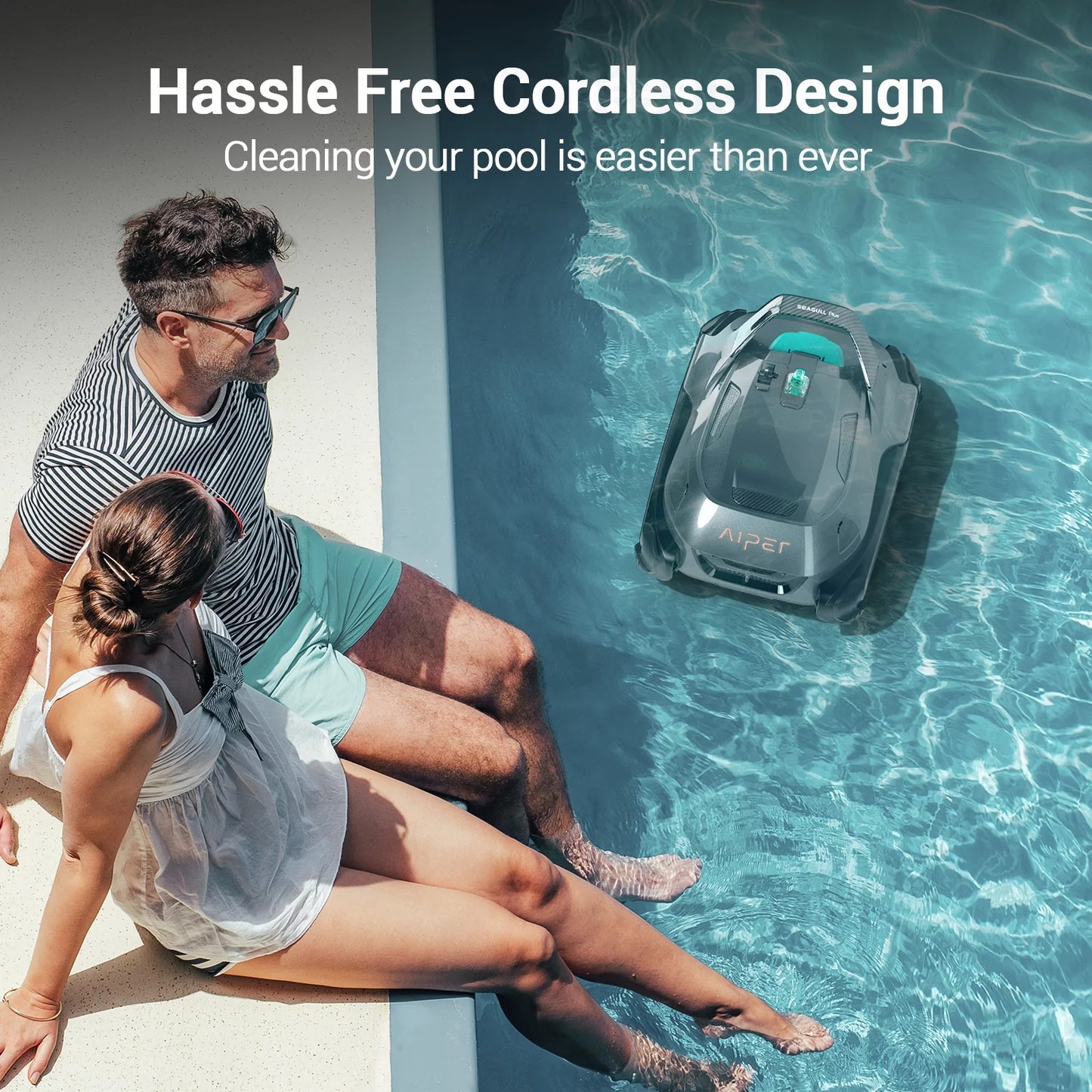 Aiper Seagull Plus Cordless Robotic Pool Cleaner, Pool Vacuum, Perfect for Above Ground Flat Pools up to 60Ft