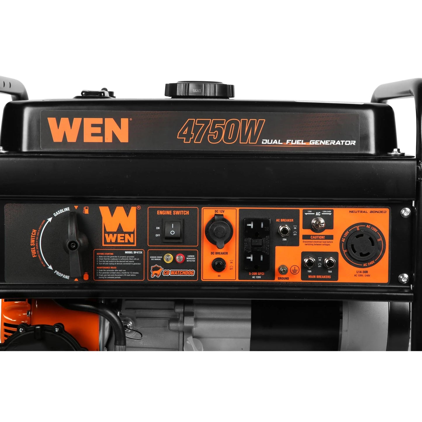 WEN 4750-Watt 120-Volt/240-Volt Dual Fuel Portable Generator with CO Shutdown Sensor