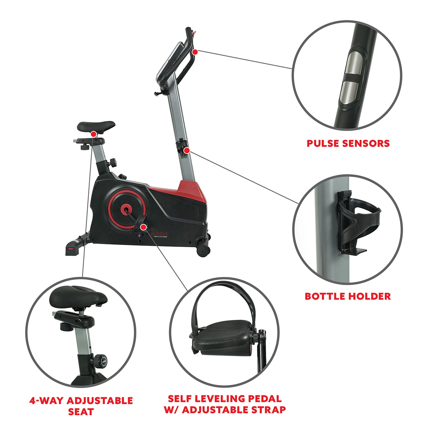 Sunny Health &#038; Fitness Evo-Fit Stationary Upright Bike with 24 Level Electro-Magnetic Resistance &#8211; SF-B2969