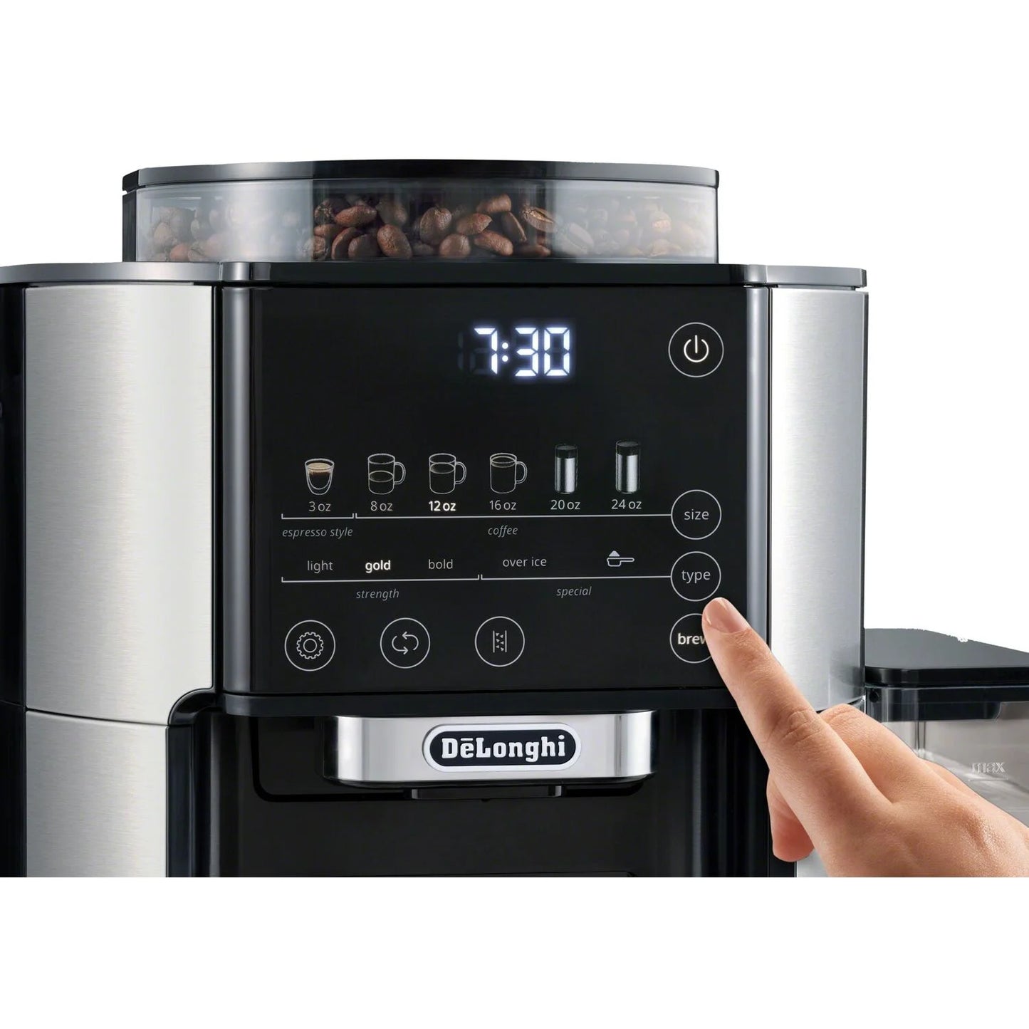 DeLonghi TrueBrew Automatic Single-Serve Drip Coffee Maker with Built-In Grinder, Stainless Steel