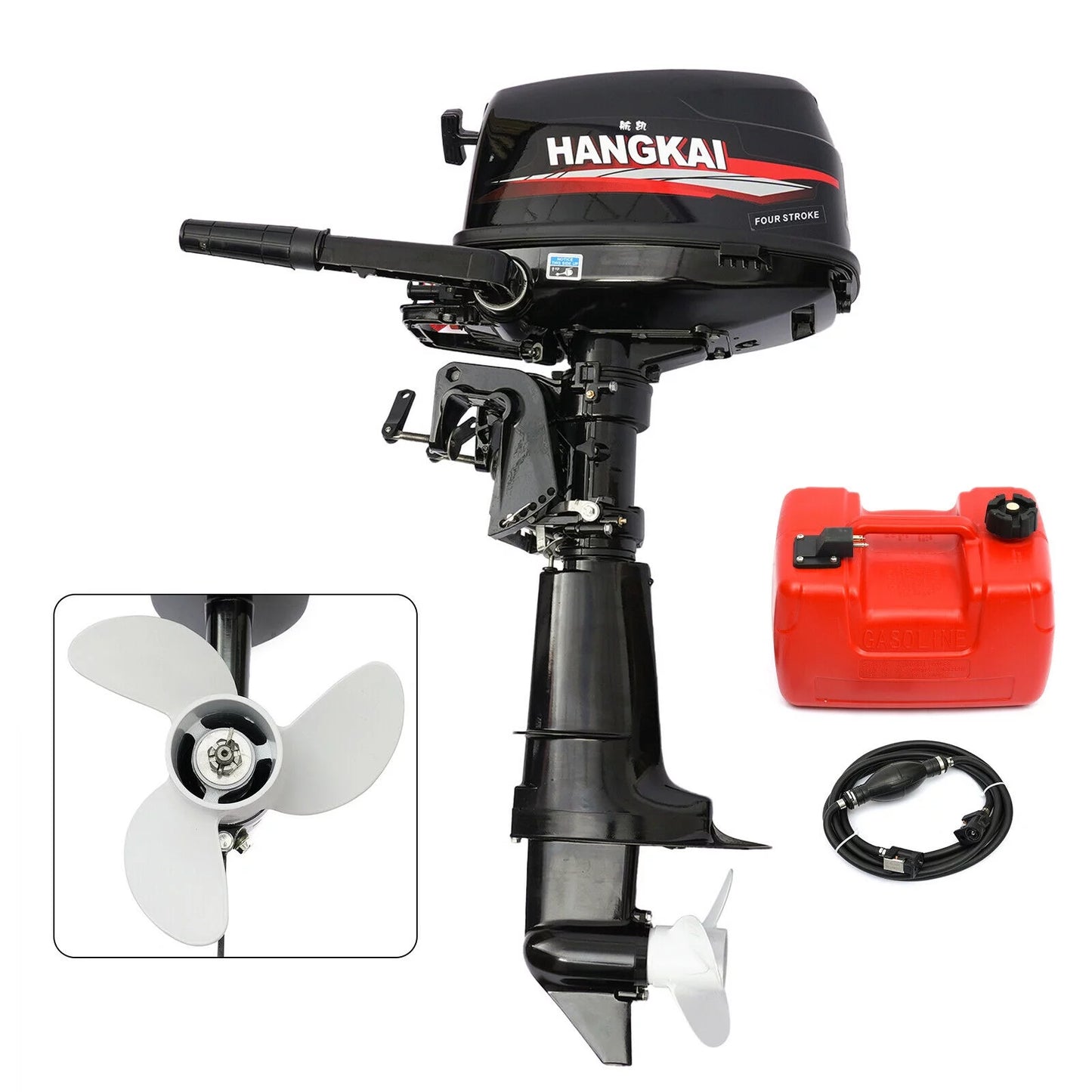 Wuzstar Outboard Motor, 6.5HP 4-Stroke Boat Engine Motor with CDI Water Cooling System