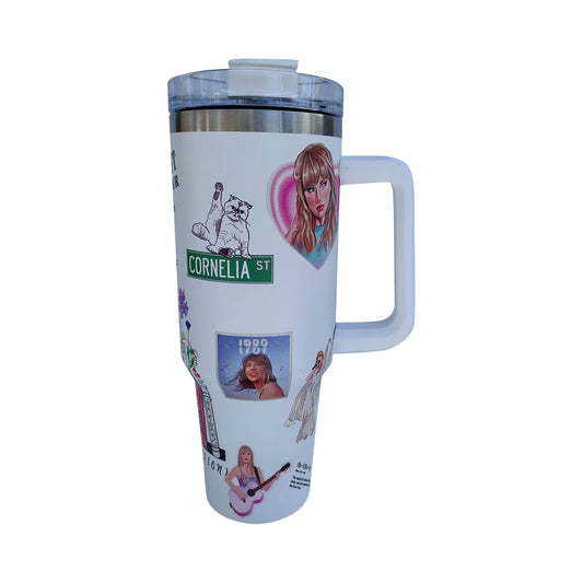 1989 Taylors Version Taylor Swift Merch: Taylor Swift Cup,Stainless Steel 40 oz Taylor Tumbler Cup,Tumbler 40 Oz,Merry Tumbler with Handle,40oz Tumbler Maintains Cold Heat and Ice for Hours