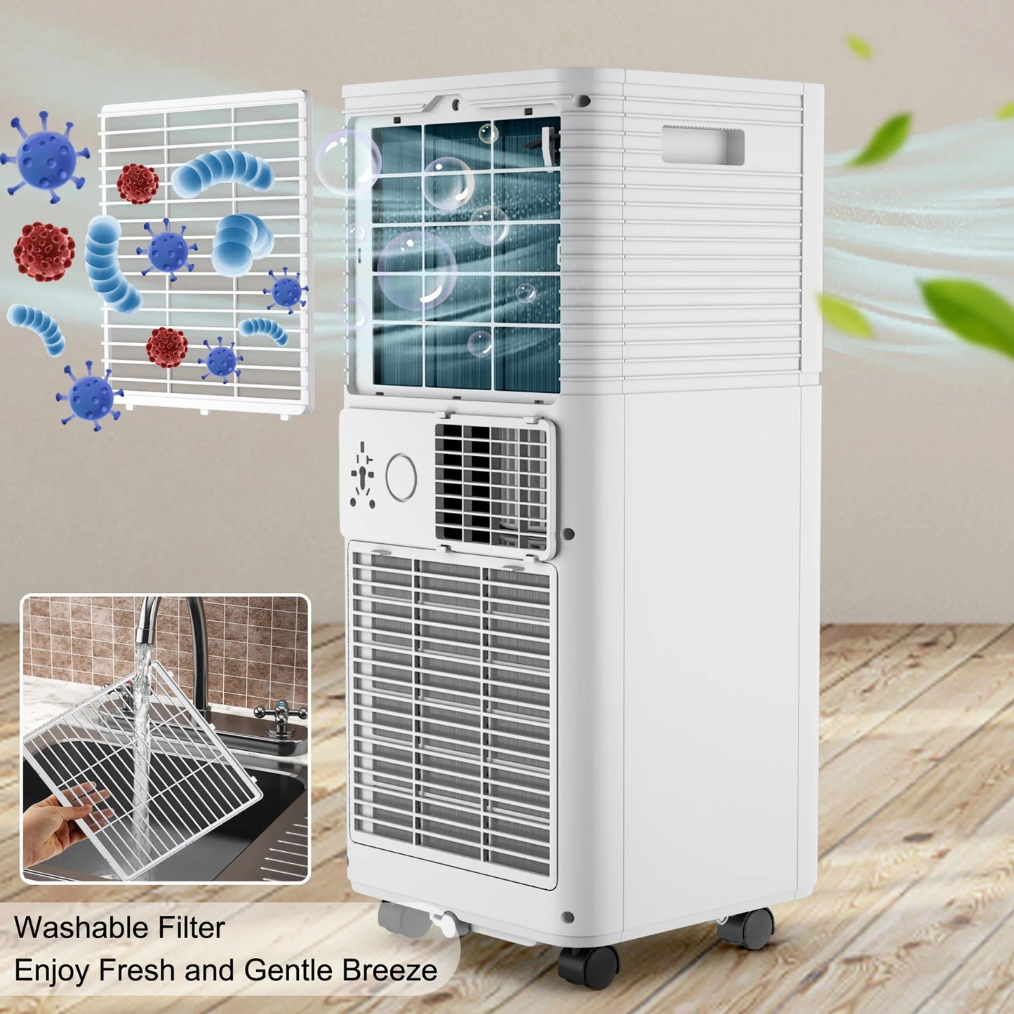 Costway 5000 BTU (8000 BTU ASHRAE) Portable Air Conditioner 3-in-1 Air Cooler w/Dehumidifier &#038; Fan Mode Black