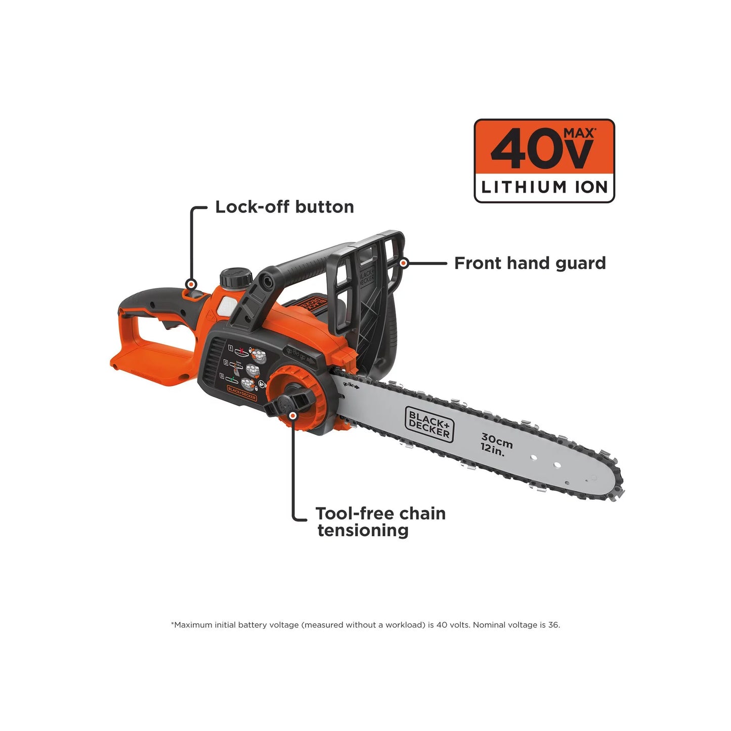 BLACK+DECKER LCS1240 40V MAX* 12&#8243; Cordless Chain Saw